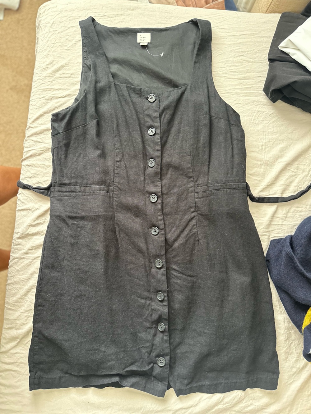 a new day Black Apron-Style Button Front Dress size Large